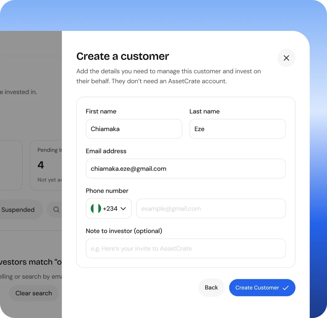 Onboarding an organisation on the AssetCrate dashboard