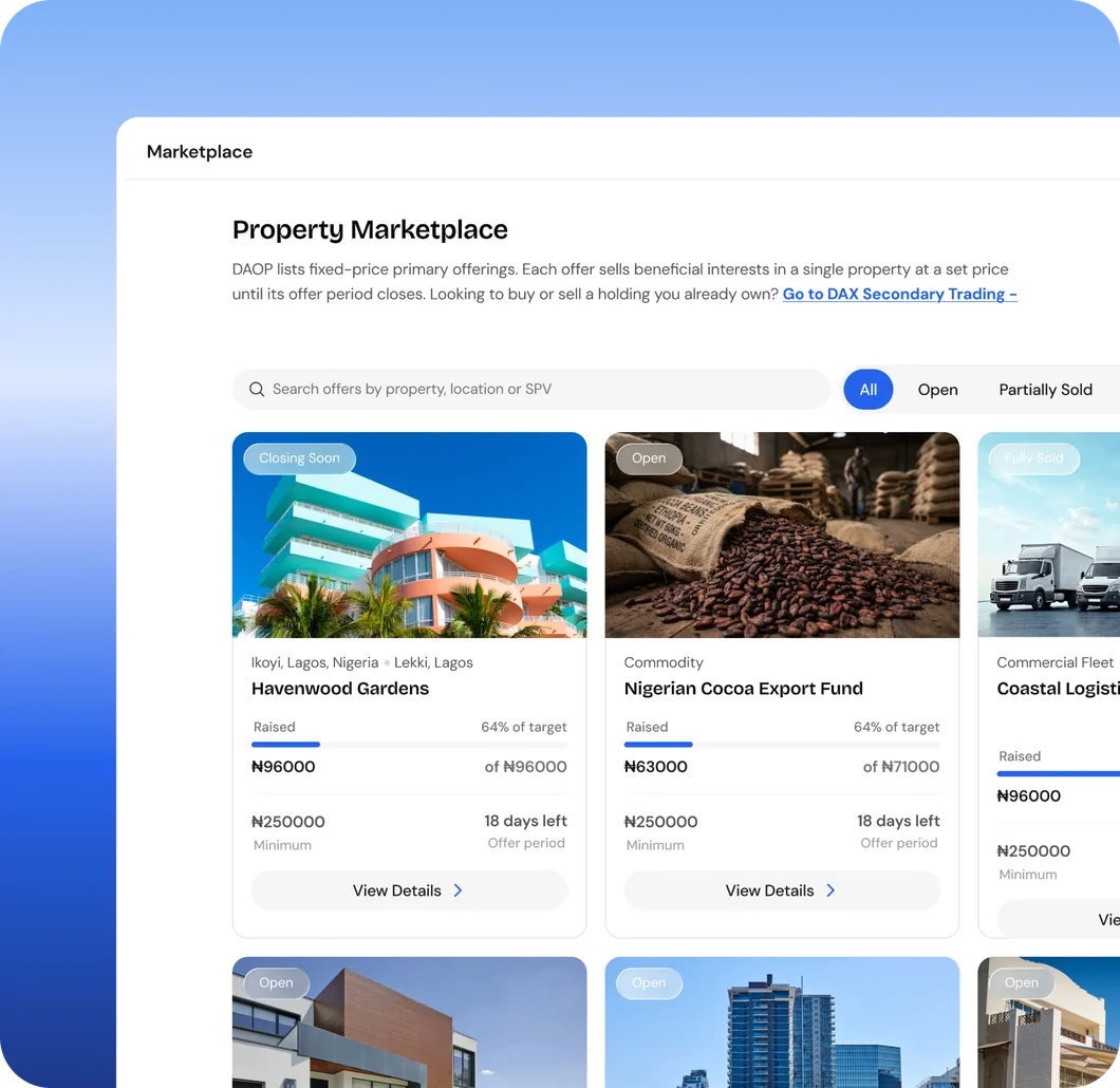 The AssetCrate property marketplace listing verified offerings